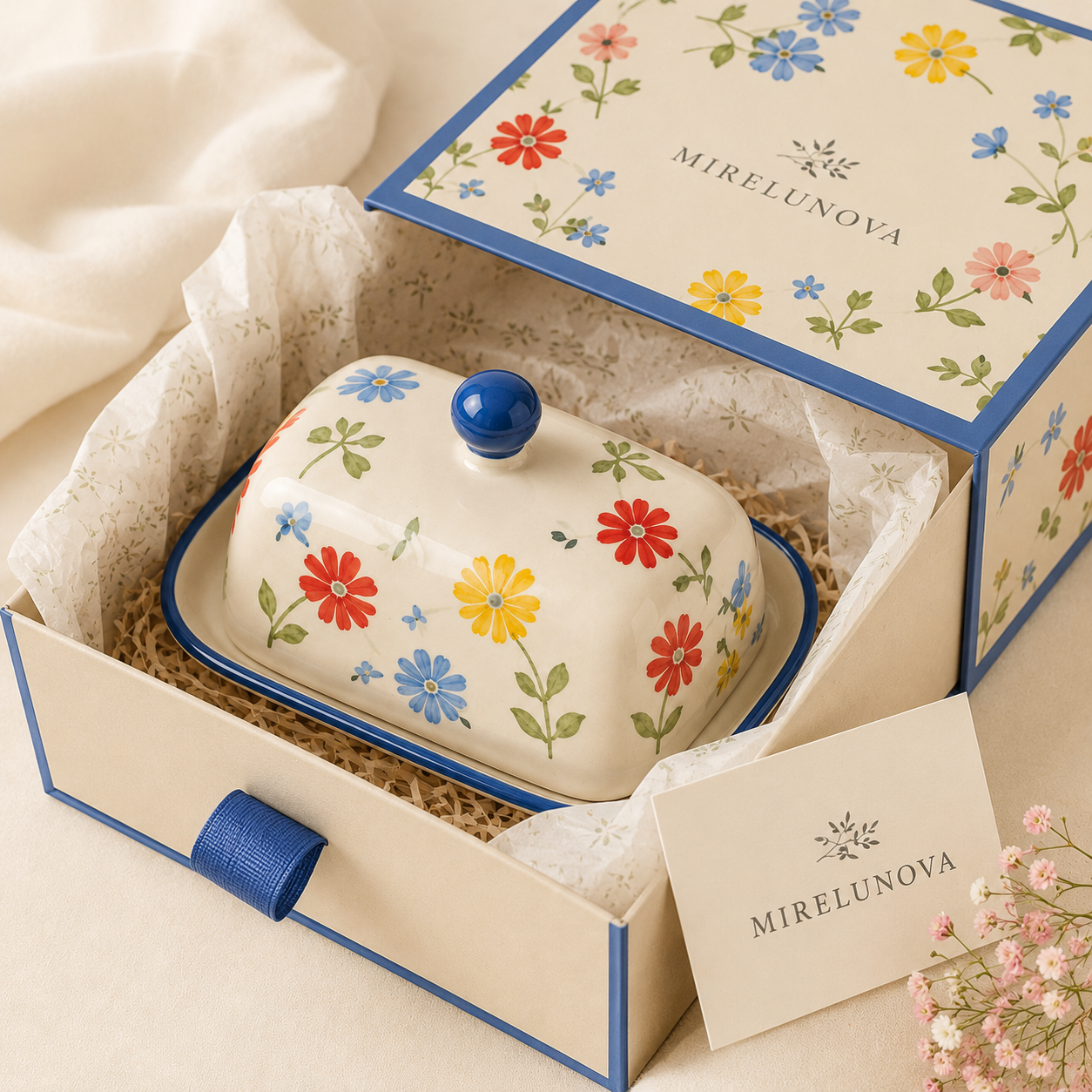 Mirelunova®Floral Butter Dish