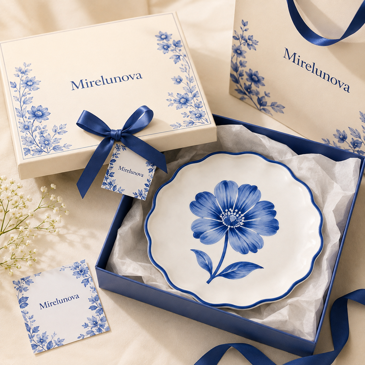 Mirelunova®Blue Bloom Dessert Plate