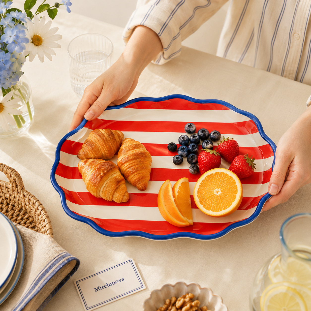Mirelunova®Picnic Stripe Platter