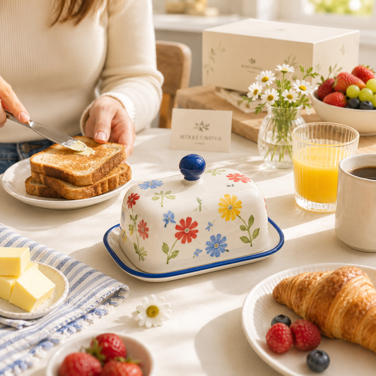 Mirelunova®Floral Butter Dish