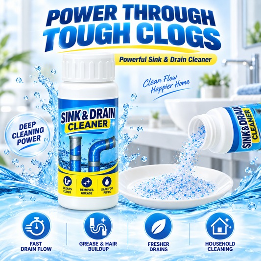 🌀Powerful Drain Cleaner - Household Kitchen & Toilet Anti-Bacterial Pipe Cleaning Agent, 99% Bacteria Kill, Odor-Free, Damage-Free Pipes, Heat Resistant, Dissolves 200+ Blockages Including Hair & Fat, Toilet Clog Fix