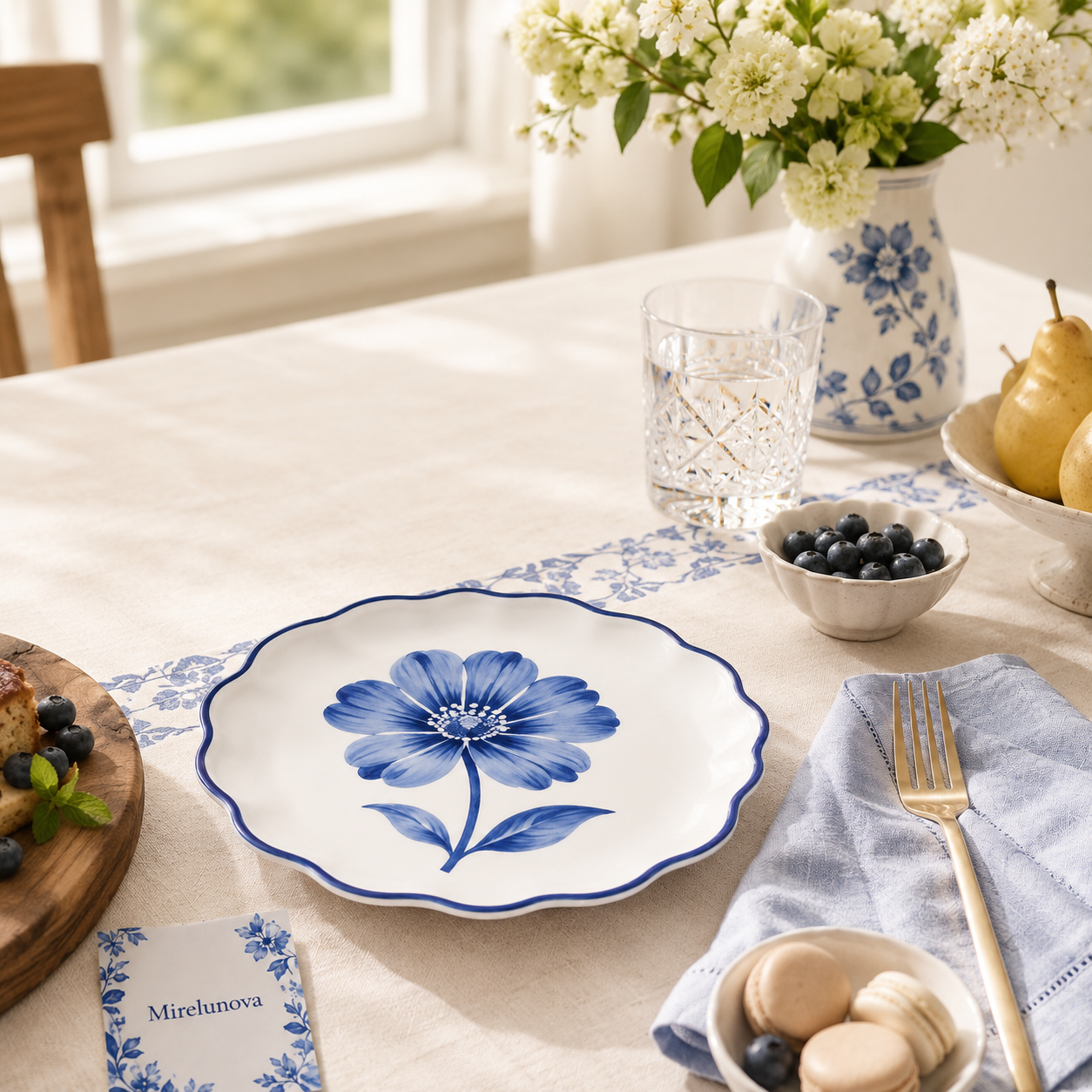 Mirelunova®Blue Bloom Dessert Plate