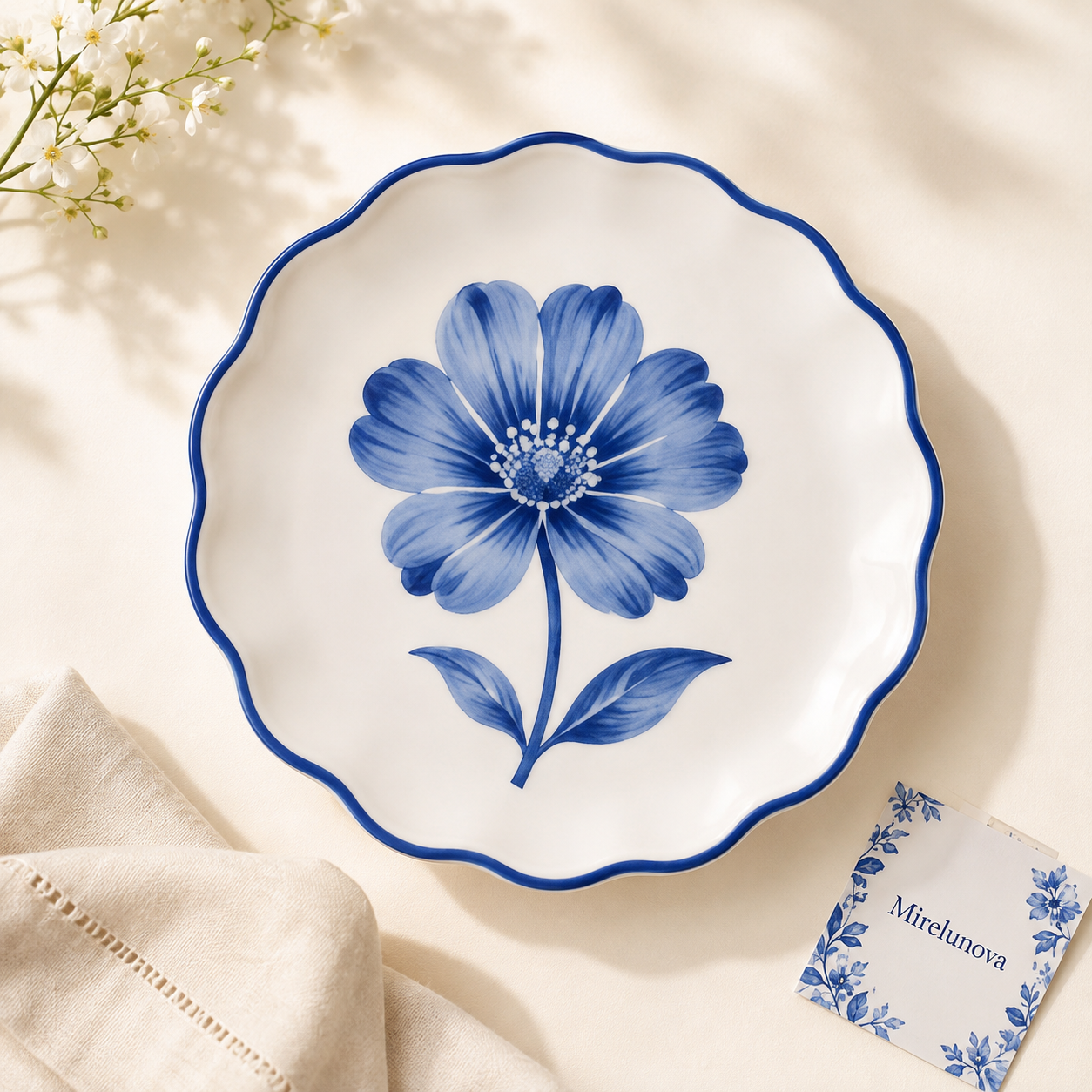 Mirelunova®Blue Bloom Dessert Plate