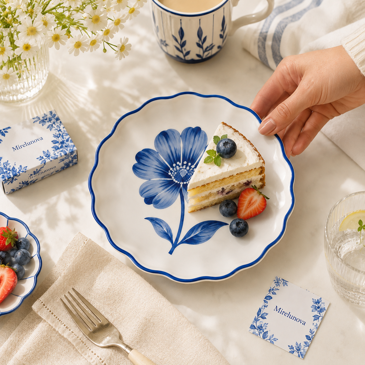 Mirelunova®Blue Bloom Dessert Plate